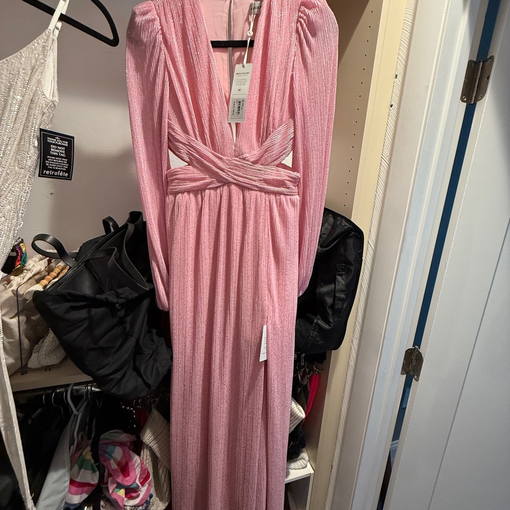 Rebecca Vallance Shimmering Pink Long Sleeve Dress